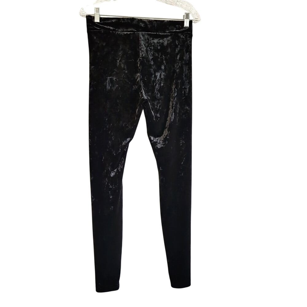 Black Crushed Stretch Velvet Leggings Size Medium Y2K Gothic Streetwear Holiday